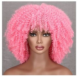 Queen’s Choice NEW Light Pink Spiral Afro Kinky C4 Curly Wig Adjustable OS